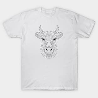 Intricate Bovine Beauty: Geometric Cow Art T-Shirt